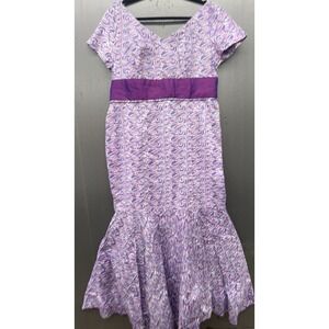 Women Mermaid Dress M/L Purple Short Sleeve Ruffle Fairy Whimsy Romantic